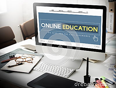 Online Education Homepage E-learning Technology Concept Stock Photo