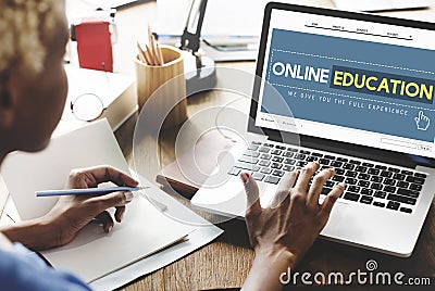 Online Education Homepage E-learning Technology Concept Stock Photo