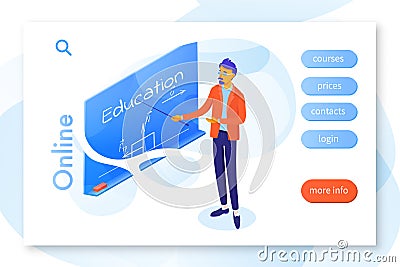 Online education landing page vector template Vector Illustration