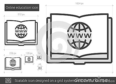 Online education line icon Vector Illustration