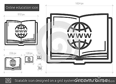 Online education line icon Vector Illustration