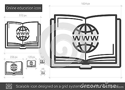 Online education line icon Vector Illustration