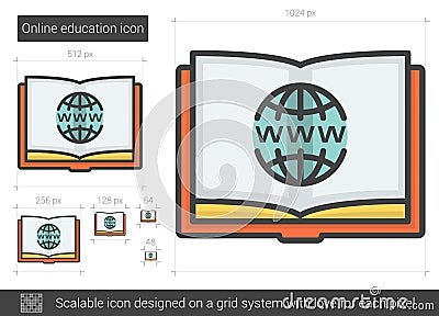 Online education line icon Vector Illustration