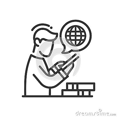 Online education - modern vector single line icon Vector Illustration