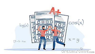 Online education platform with people. Flat vector illustration and modern technology to connect students and teachers in the Vector Illustration