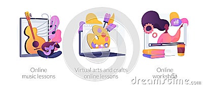 Online education while self-isolation abstract concept vector illustrations. Vector Illustration