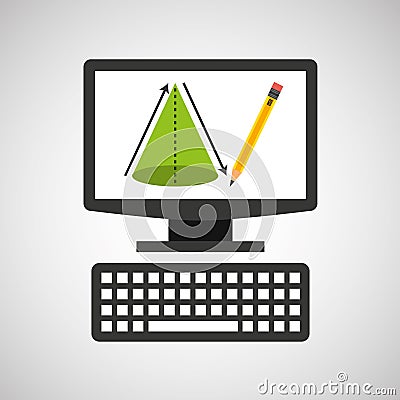 Online education technology geometry cone Vector Illustration