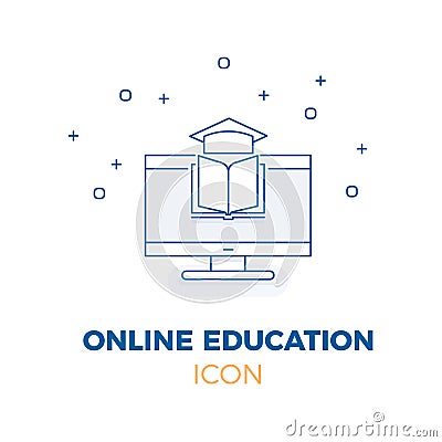 Online education thin line icon illustration. Vector design with Vector Illustration
