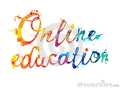 Online education. Words of calligraphic letters Vector Illustration