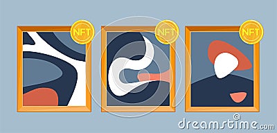 Online exclusive gallery with NFT tokens concept. Vector design Vector Illustration