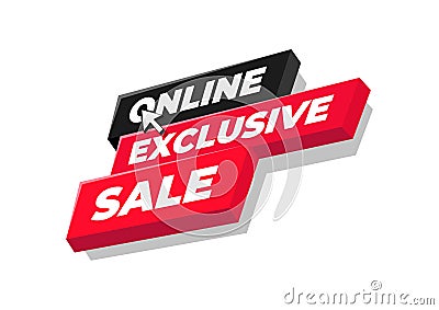 Online exclusive sale tag or banner design. Vector Illustration