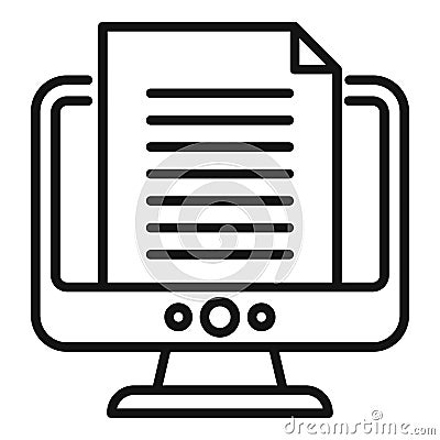 Online file icon outline vector. Class study Vector Illustration