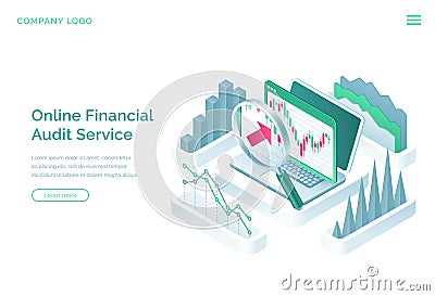 Online financial audit service banner Vector Illustration