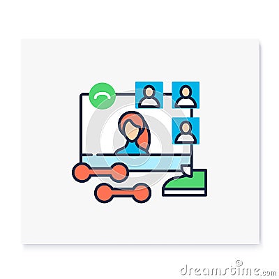 Online fitness classes color icon Vector Illustration