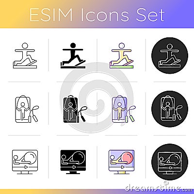 Online fitness wellness programs icons set. Vector Illustration