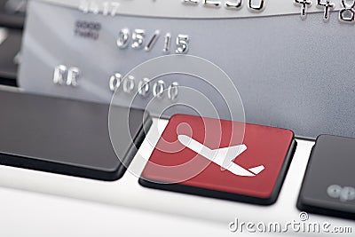 Online flight booking Stock Photo