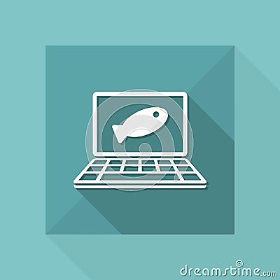 Online food shop - Fish - Vector flat icon Vector Illustration