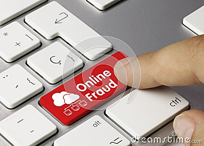Online Fraud - Inscription on Red Keyboard Key Stock Photo
