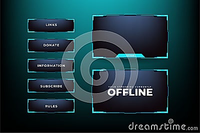 Online gaming screen panel design vector with simple shapes. Live streaming overlay design for gamers. Live broadcasting overlay Vector Illustration