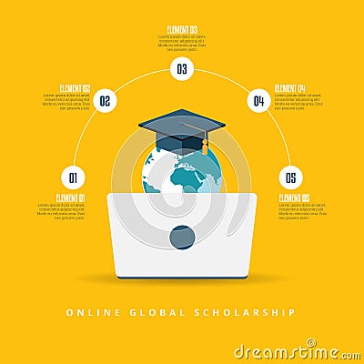 Online Global Scholarship Vector Illustration