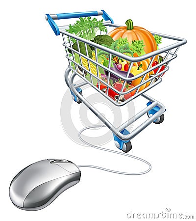 Online grocery shopping concept Vector Illustration