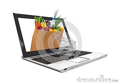 Online Grocery Shopping Illustration Stock Photo