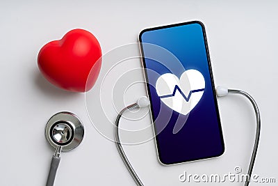 Online health care icon application on smart phone Stock Photo