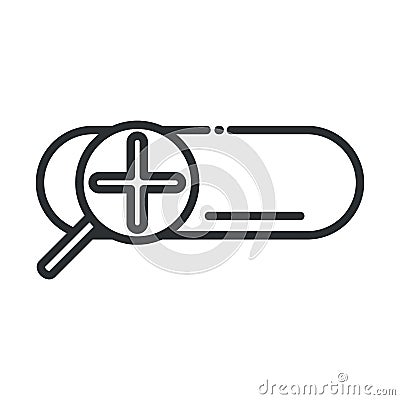 Online health, searching medical service covid 19 pandemic line icon Vector Illustration