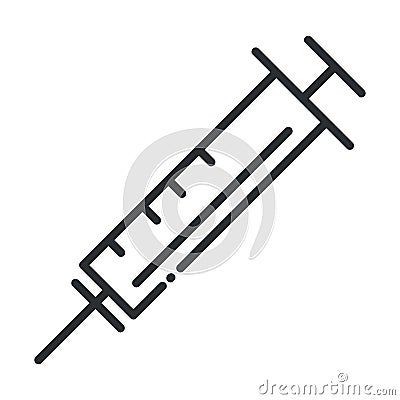 Online health, syringe vaccine medicine covid 19 pandemic line icon Vector Illustration