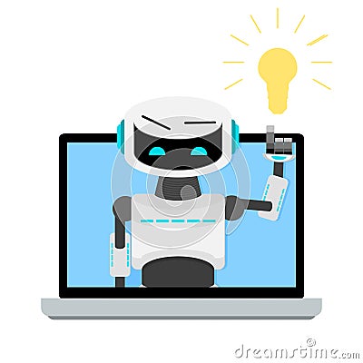 Online helper bot, web advice and guide Vector Illustration