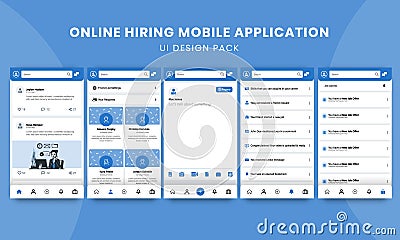 Online Hiring Mobile Application - UI Design Pack Vector Illustration