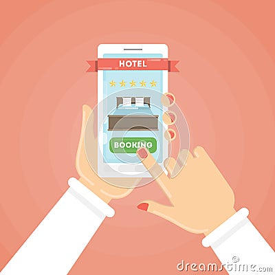 Online hotel booking. Vector Illustration