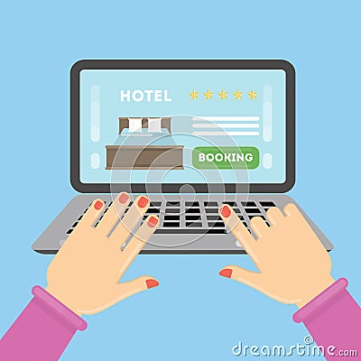 Online hotel booking. Vector Illustration