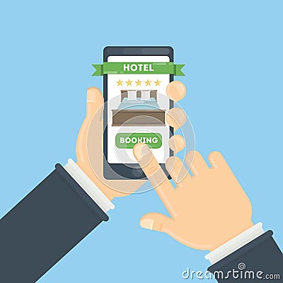 Online hotel booking. Vector Illustration