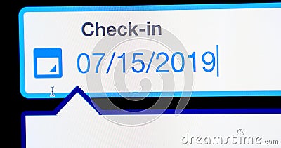 Online Hotel Check In Computer Screen Stock Photo