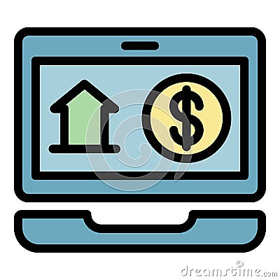 Online house lease icon color outline vector Vector Illustration