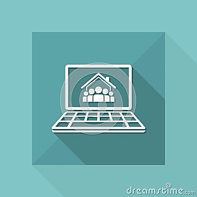 Online housing - Group of people - Vector flat icon Vector Illustration
