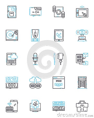 Online hubs linear icons set. Connection, Digital, Nerking, Collaboration, Social, Knowledge, Resource line vector and Vector Illustration