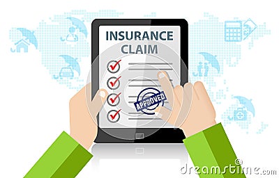 Online Insurance Claim Service. Life, injury, medical, home, car Insurance Stock Photo