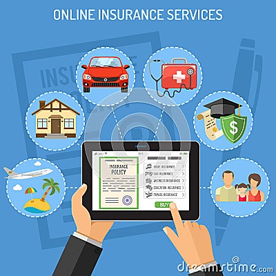 Online insurance services Vector Illustration