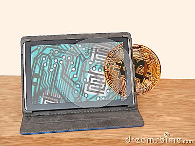 Online internet digital bitcoin trading Stock Photo