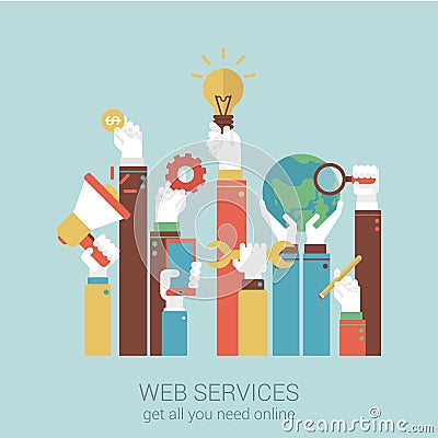 Online internet services flat style vector illustration concept Vector Illustration