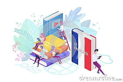 Online language modern courses flat vector illustration Vector Illustration