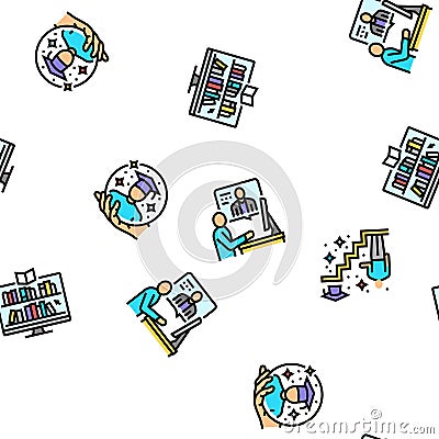 online learning platform web seamless pattern vector Cartoon Illustration