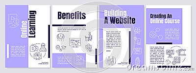Online learning purple brochure template Vector Illustration