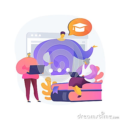 Online learning for seniors abstract concept vector illustration. Vector Illustration