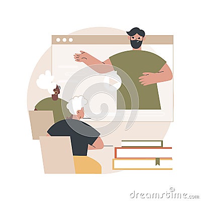 Online learning for seniors abstract concept vector illustration. Vector Illustration