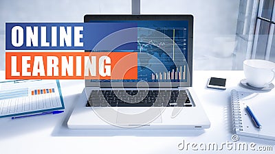 Online Learning Cartoon Illustration