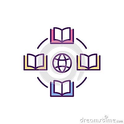 Online library advantages RGB color icon Vector Illustration