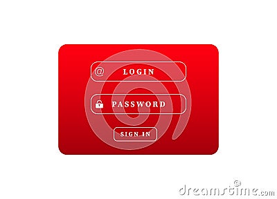 Online login screen with username and password input fields Vector Illustration